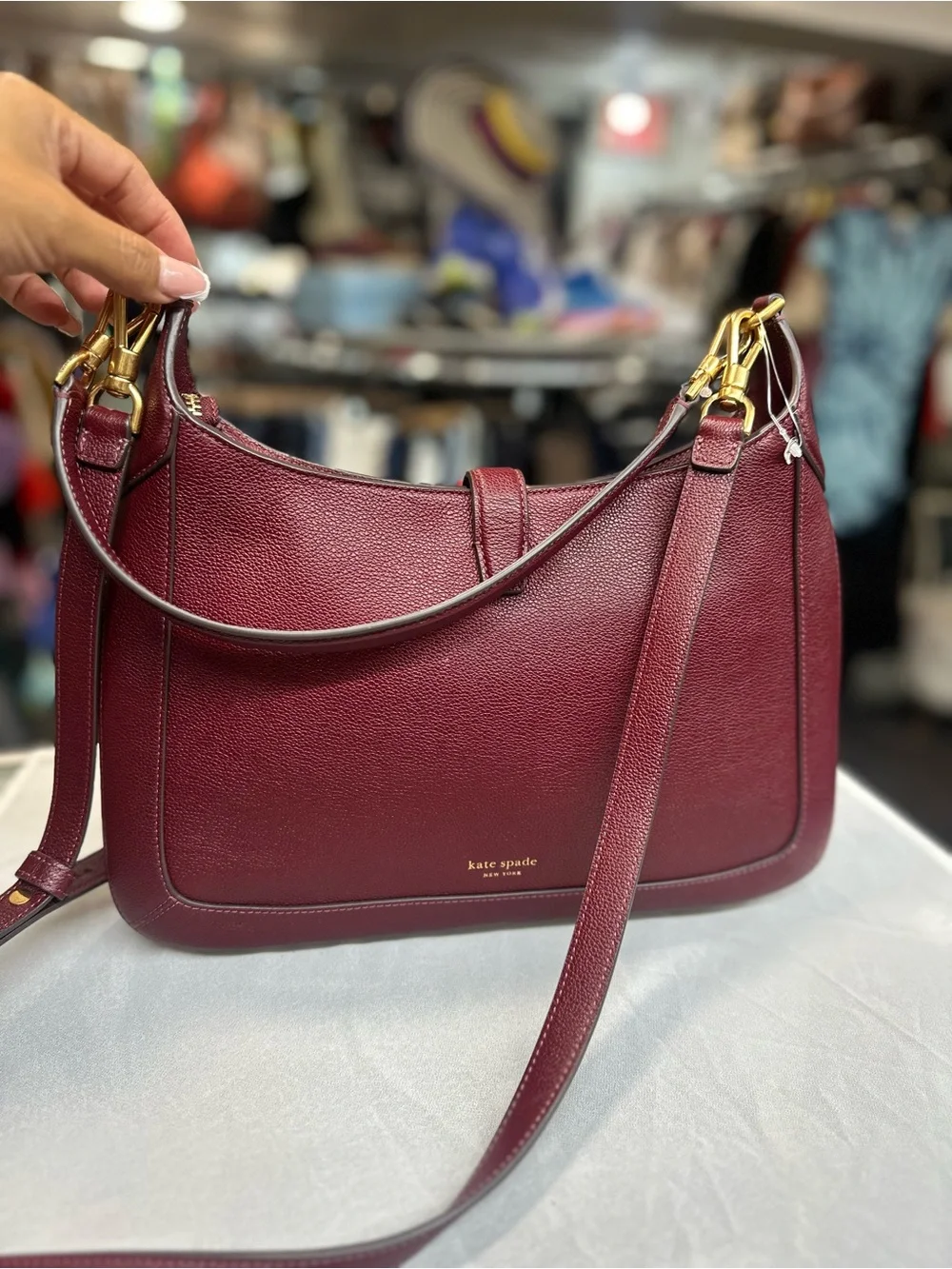 kate spade new york Deco Pebbled Leather & Suede Hobo Bag. New no tag. Color win